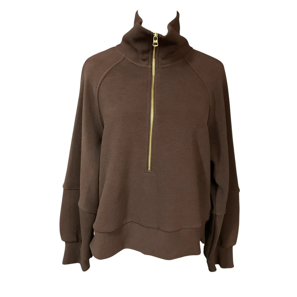 Varley Women's Milano Half Zip Sweatshirt Size Medium Coffee Bean Sz  Medium NWT